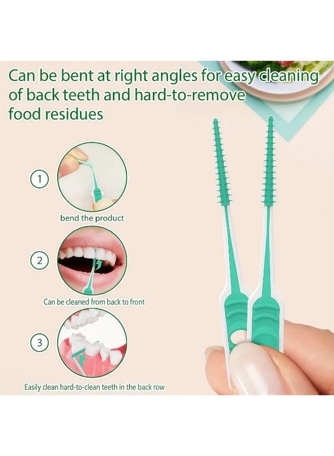 Dr.Emma 200 Pcs Mint Flavor interdental Brush, Disposable Soft Silicone Braces Brush, Tooth Cleaning Tool for Cleaning Teeth Health (Green) - Image 2